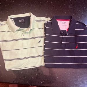 Nautica Men’s 3xl 2 polo shirt bundle. Good used condition. Navy & mint striped